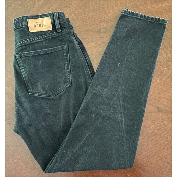 Sezane Denim High Rise Button Fly Brut Jeans in Black Gray Size 28 - Picture 12 of 13